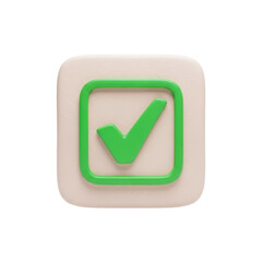 Calendar Date with Green Checkmark – 3D Clay Icon – Transparent PNG


