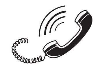 Black Retro Telephone Icon Ringing Coil Cord vintage