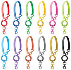 カラフルなバンドストラップ付きリールホルダーのベクターイラスト素材セット(Colorful Vector Set of Reel Holders with Band Straps)