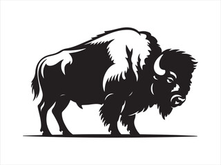 Bison buffalo black silhouette vector. Buffalo silhouette vector illustration 
