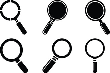 Magnifying glass bundle silhouette icon vector art