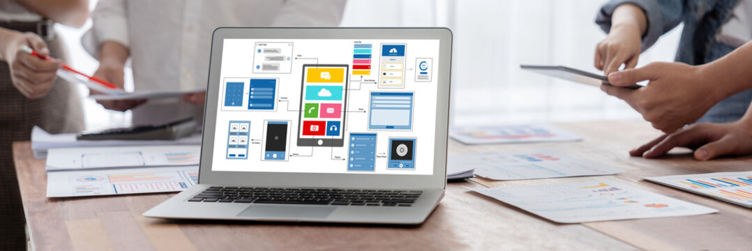 UX UI design process for brisk mobile application and website . Creative prototype of wireframe for professional app developer .