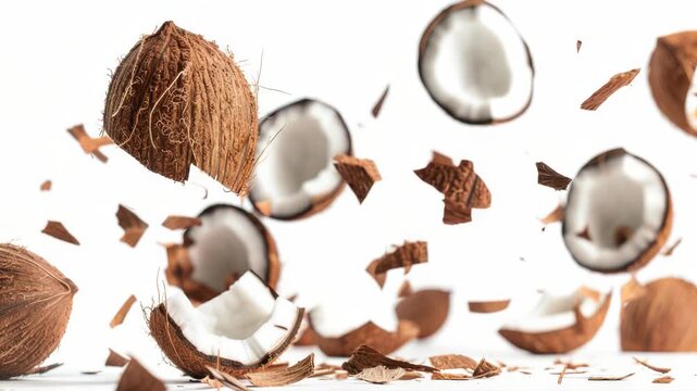 A cluster of coconuts suspended in mid-air, defying gravity