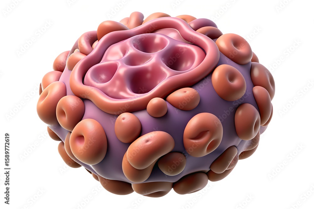 Poster abstract 3d rendering of a biological cell with surface protrusions