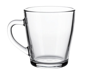  Minimalist Glass Cup with Subtle Shadows and Clear Edges, Top-Down View, Transparent PNG File.