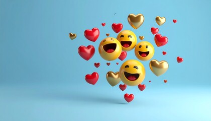 Smiling emojis and hearts