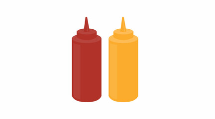 Ketchup and Mustard. Flat editable vectorial illustration of a bottle of ketchup and a bottle of mustard.