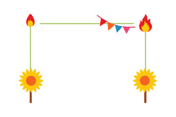 Obraz premium Simple Vector Frame With Festa Junina Motifs Lanterns