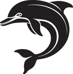Silhouette dolphin bird and fish vector illustration with sea animals and marine wildlife