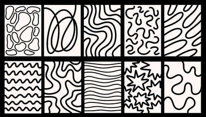 Black ripples funky groovy water waves vertical background. Blue wallpaper with wavy lines and thin stripes, liquid fluid shaped in flat style	