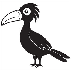 Hornbill bird silhouette vector on white background.