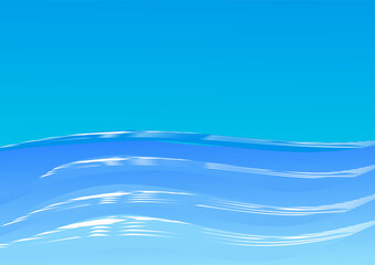 abstract blue background and illustration of waves of the sea with reflections on the sea 