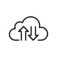 Cloud Computing Data Transfer Symbolizing Upload and Download Functions for Online Platforms and Storage Services with Arrow Indicators
