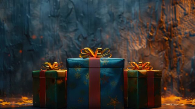 Three gift boxes placed on a table, ready for wrapping or gifting