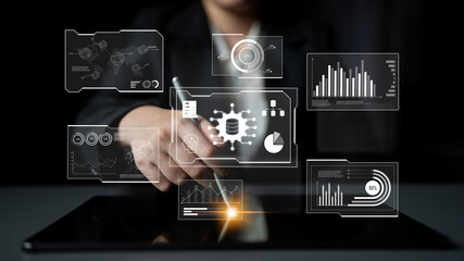 Big data visualization dashboard showing analytics, insights, and performance. Data supports...