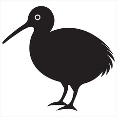 kiwi bird silhouette vector on white background