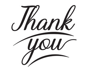 Thank you card, text or lettering. Vector script and handwritten typography. Thank you lettering sign. Thank You hand drawn lettering. Thank You Typography Greeting Card vector. Thank You calligraphy.
