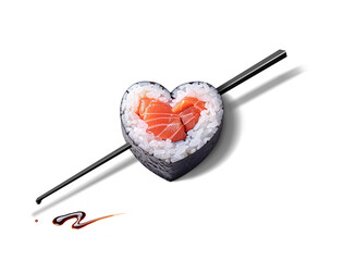 futomaki a forma di cuore trafitto