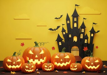 3D Illustration of Halloween Theme Banner