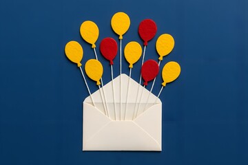 Celebration Invitation: A whimsical invitation unfurls, revealing a cluster of vibrant balloons against a complementary backdrop, evoking a sense of joyous anticipation and festive cheer.