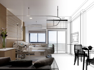 3d rendering of interior hospital  room