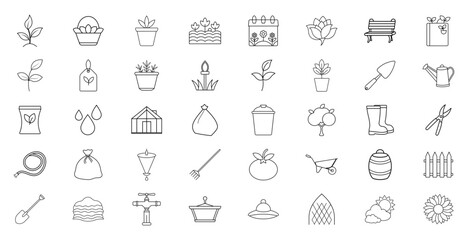 Collection of Black and White Gardening Icons