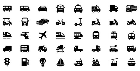 Fototapeta premium Comprehensive Collection of Transportation Icons