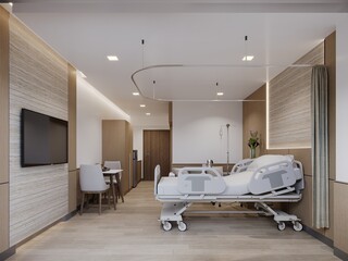 3d rendering of interior hospital  room