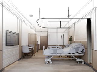 3d rendering of interior hospital  room