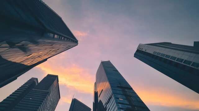 Evening skyline with altocumulus clouds changing color as sun sets