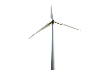 A wind turbine stands tall, its blades ready to harness the power of the wind, isolated on transparent background