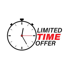 Black and red limited time offer stopwatch label PNG isolated on transparent background