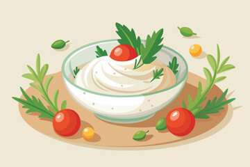 A delightful and healthy snack featuring fresh yogurt with a vibrant mix of berries and other fruits