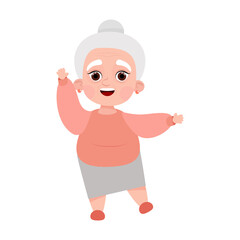Cute cartoon granny character full length dancing