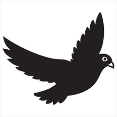 pigeon landing silhouette vector on white background.