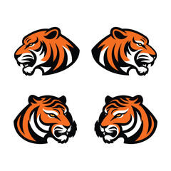 Tiger Head Silhouette Icon Bundle