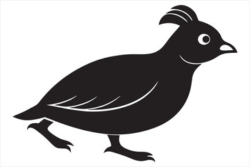 quail running silhouette vector on white background.