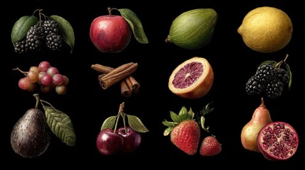 Fruits of the Spirit. High detailed images representing spiritual fruits
