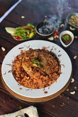 Flavorful Chicken Kabsa Rice with Spiced Grilled Chicken and Aromatic Basmati Rice Traditional Arabian Cuisine