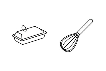 Butter dish and whisk kitchenware cooking