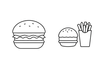 Burger and fries illustration hamburger french fries