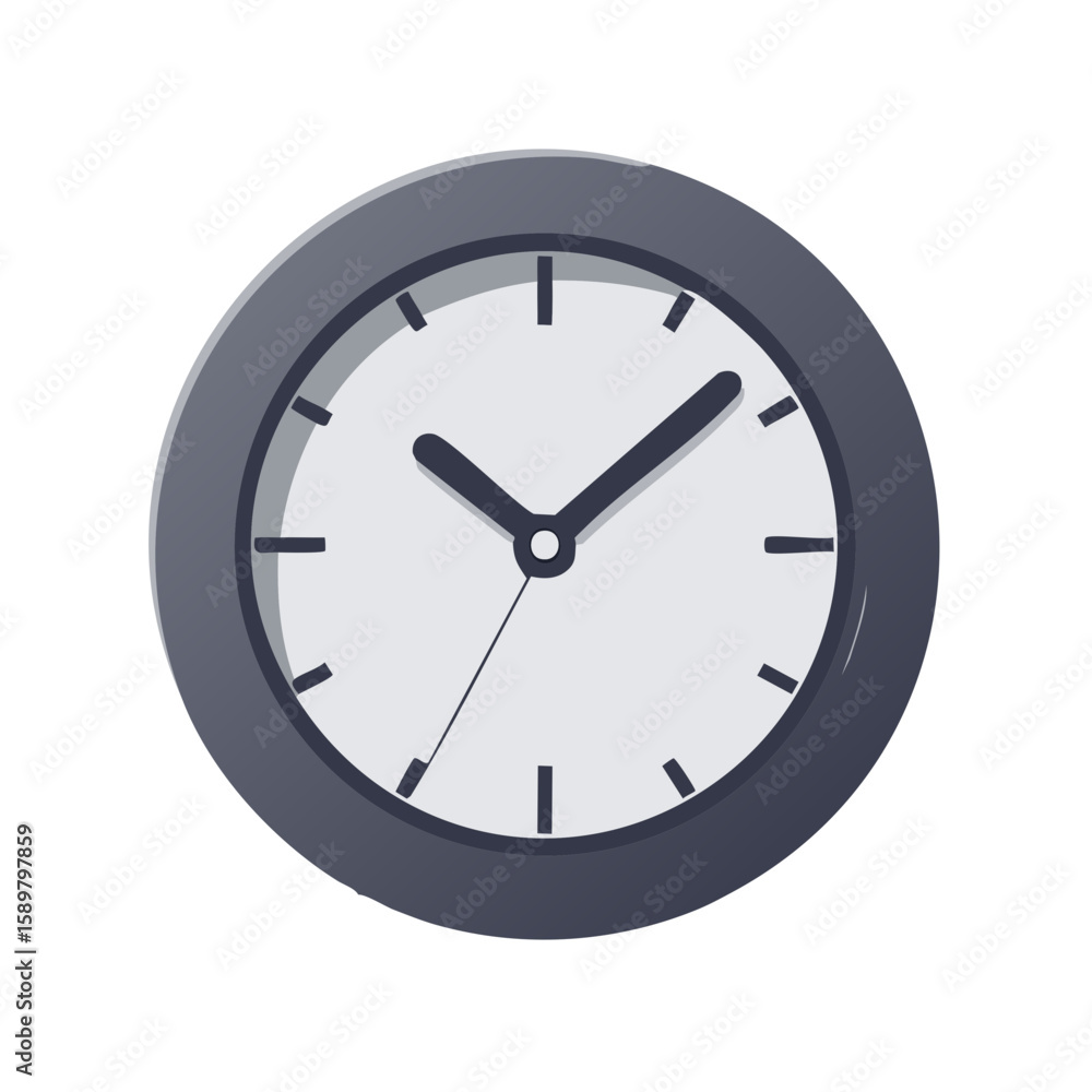 Poster simple round clock graphic showing time with a subtle shadow effect for creative designs