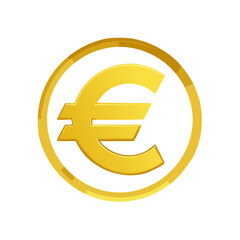 Golden Euro Symbol in Circle Frame, Financial Concept, Currency Icon, Investment Design Element