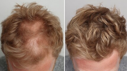 Hair Loss Treatment Before and After Crown Thinning, Hair Restoration, Blond Hair Hair Transplant, Hair Regrowth