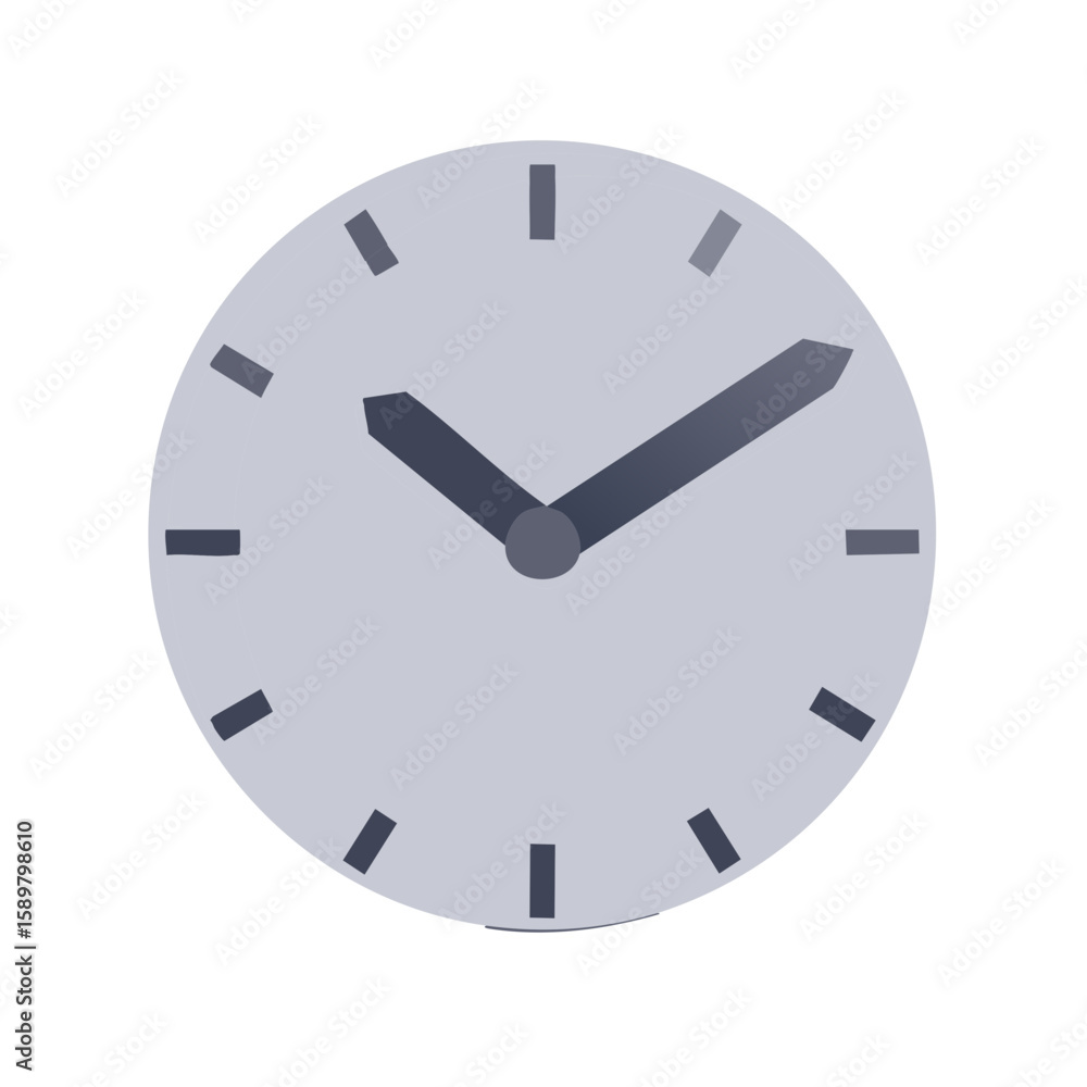 Poster minimalist design round wall clock displaying time with hour and minute hands