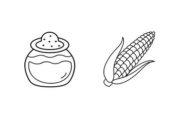 Jar with liquid and corn cob food