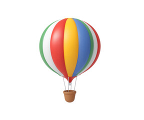 Fototapeta premium Colorful Hot Air Balloon Flying, Isolated on White Background
