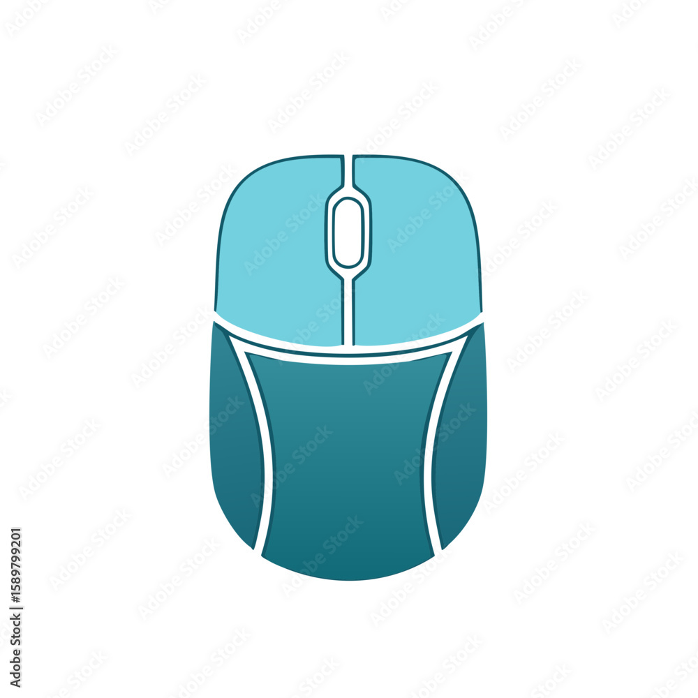 Poster computer mouse illustration modern design teal tones internet tool digital navigation
