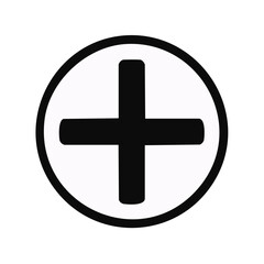 Obraz premium Simple Plus Sign Vector Graphic with Circle Outline