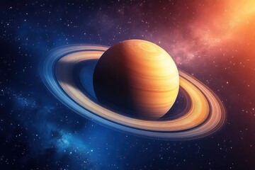 A breathtaking view of Saturn with its rings, set against a backdrop of deep space